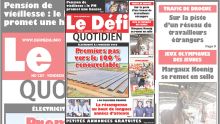 Voici la Une du Defi Quotidien de ce vendredi 12 Octobre 2018