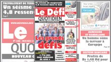 Voici la Une du Defi Quotidien de ce mercredi 13 novembre 2019