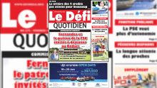 Voici la Une du Defi Quotidien de ce vendredi 18 janvier 2019