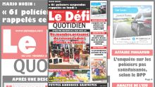 Voici la Une du Defi Quotidien de ce Vendredi 20 septembre 2019