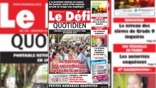 Voici la Une du Defi Quotidien de ce mercredi 20 novembre 2019