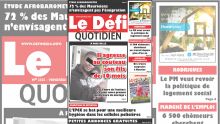 Voici la Une du Defi Quotidien de ce Vendredi 29 Mars 2019