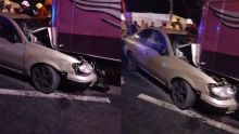 Quatre-Bornes : une voiture s'encastre sous un bus