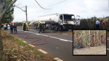 A Bois-Rouge : un camion d'essence prend feu, les flammes se propagent à un champ de canne