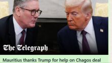 Selon The Telegraph : Maurice remercie Trump pour son aide sur l'accord des Chagos