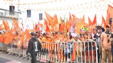 Une vue de la foule au meeting de l'alliance MSM-ML-LM à Vacoas aux alentours de 10h30