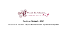 Législatives  2019 : le Conseil des Religions adresse un message à la population 