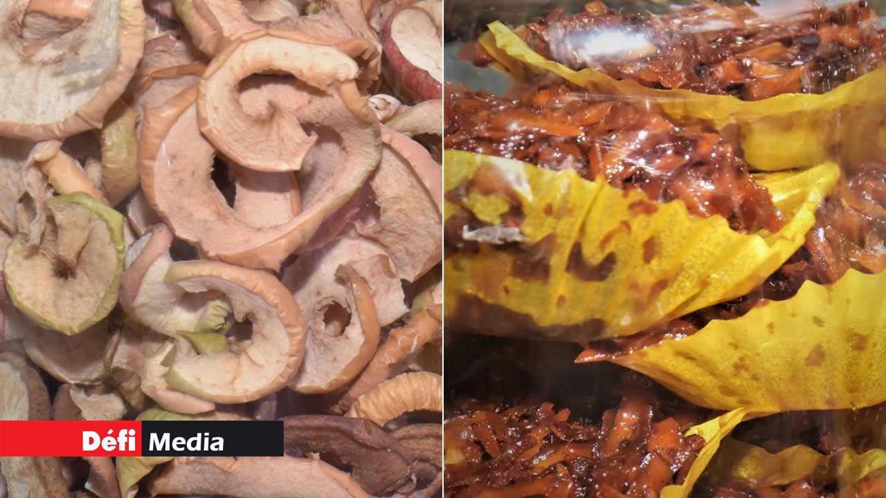 Poires et pommes séchées..'Gato coco' au citron. Gato coco