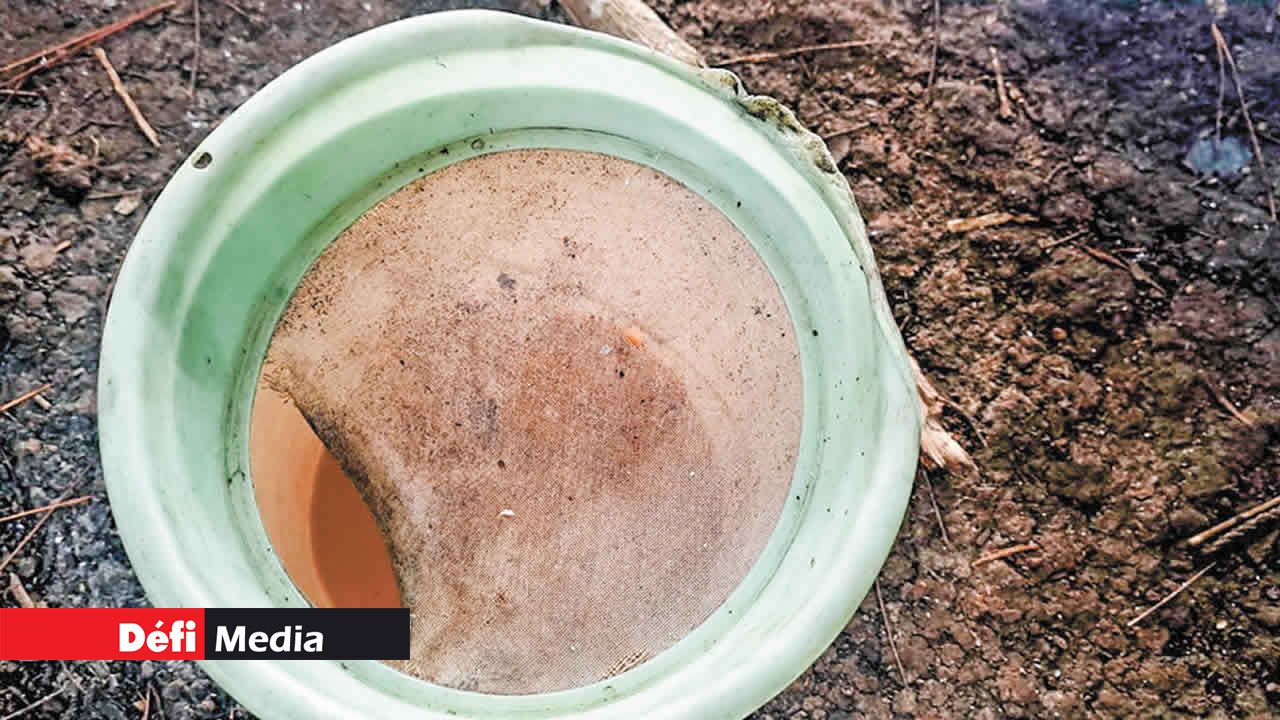 Sa réserve de thé et le tamis utilisé comme passoire.