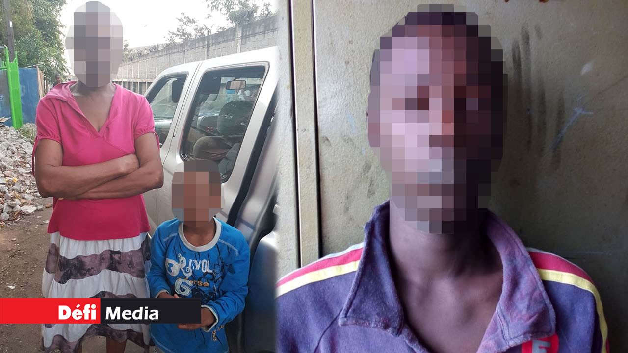 Le garçonnet et sa mère / Son frère aîné, Dioslyn.