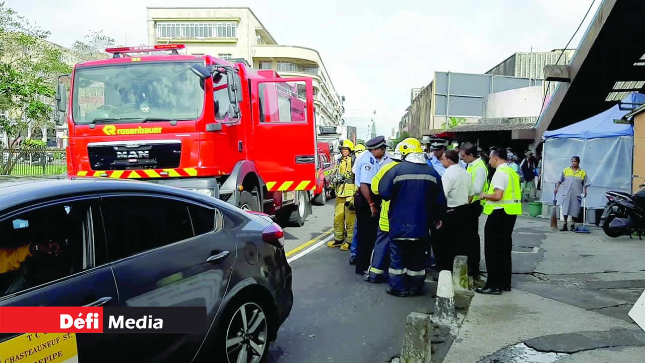 Halte au marché de Curepipe. Simulation d’incendie