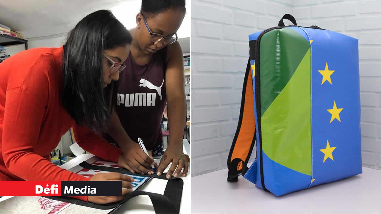 Anousha Junggee (en rouge) et son époux Nazeem ont lancé la marque SAKILI en 2017 avec le soutien de l’Ambassade des États-Unis à Maurice. Leur entreprise, connue pour confectionner des bannières, redonne à ces dernières une seconde vie une fois utilisées. sacs écologiques