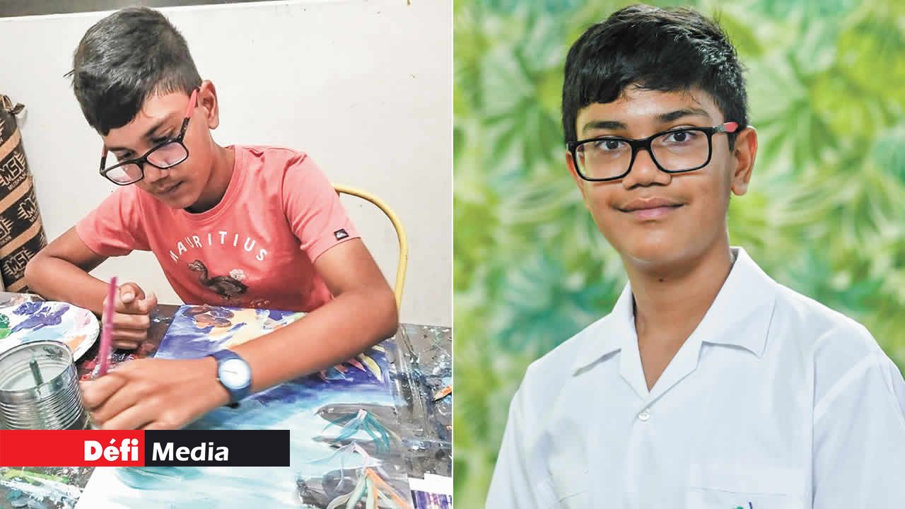 Le dessin est une de ses passions. Il vient de compléter le primaire à l’International Preparatory School de Mapou.