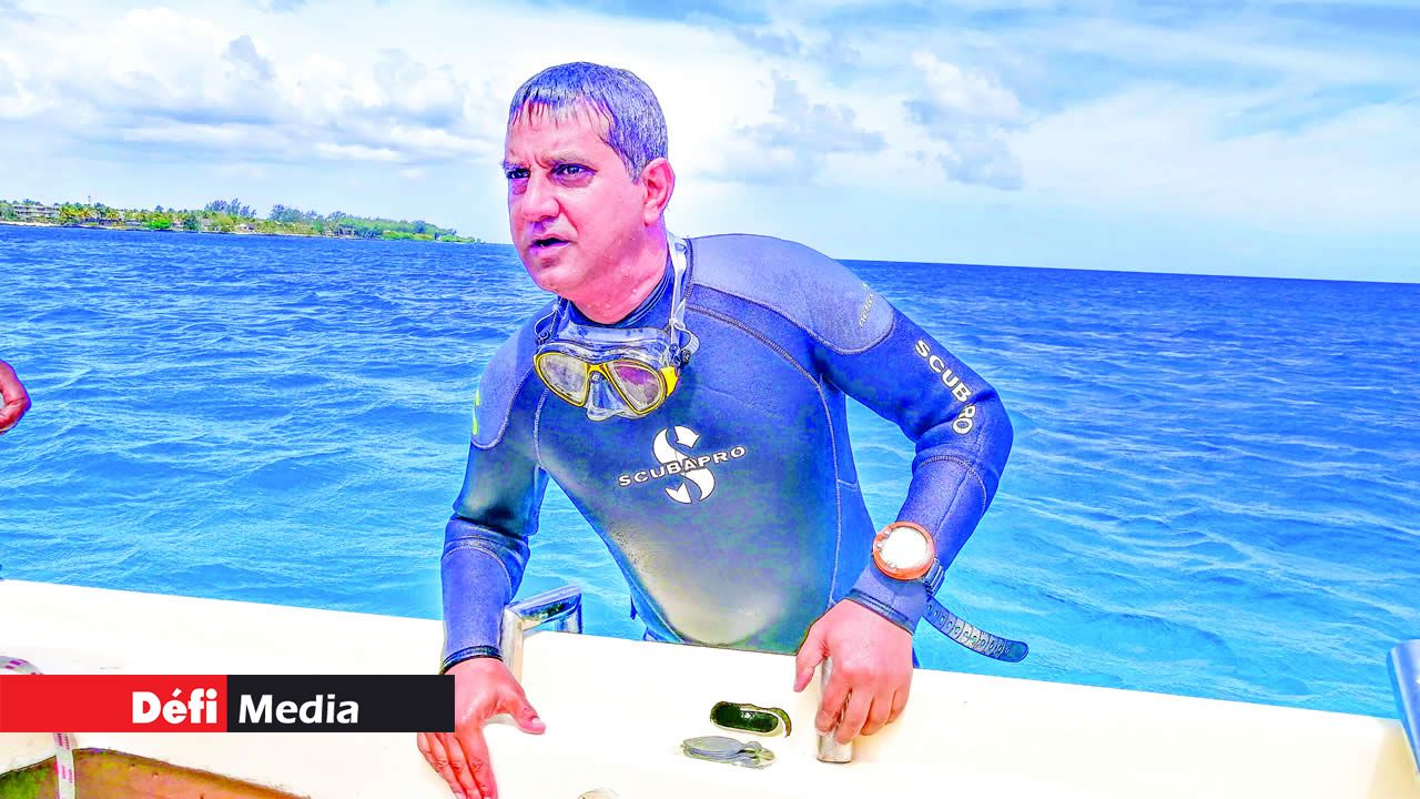 Le plongeur d’Atlantis International Diving Centre. Aquarium de Maurice