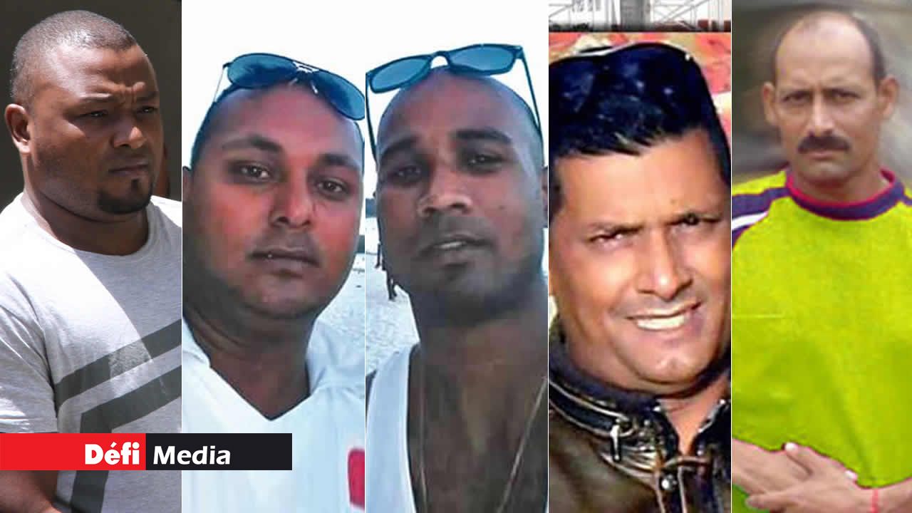 Henri Joly, Arvin Hurreechurn, Gary Bruno Gopaul, Dharma Sooknundun et Gooransingh Anil.