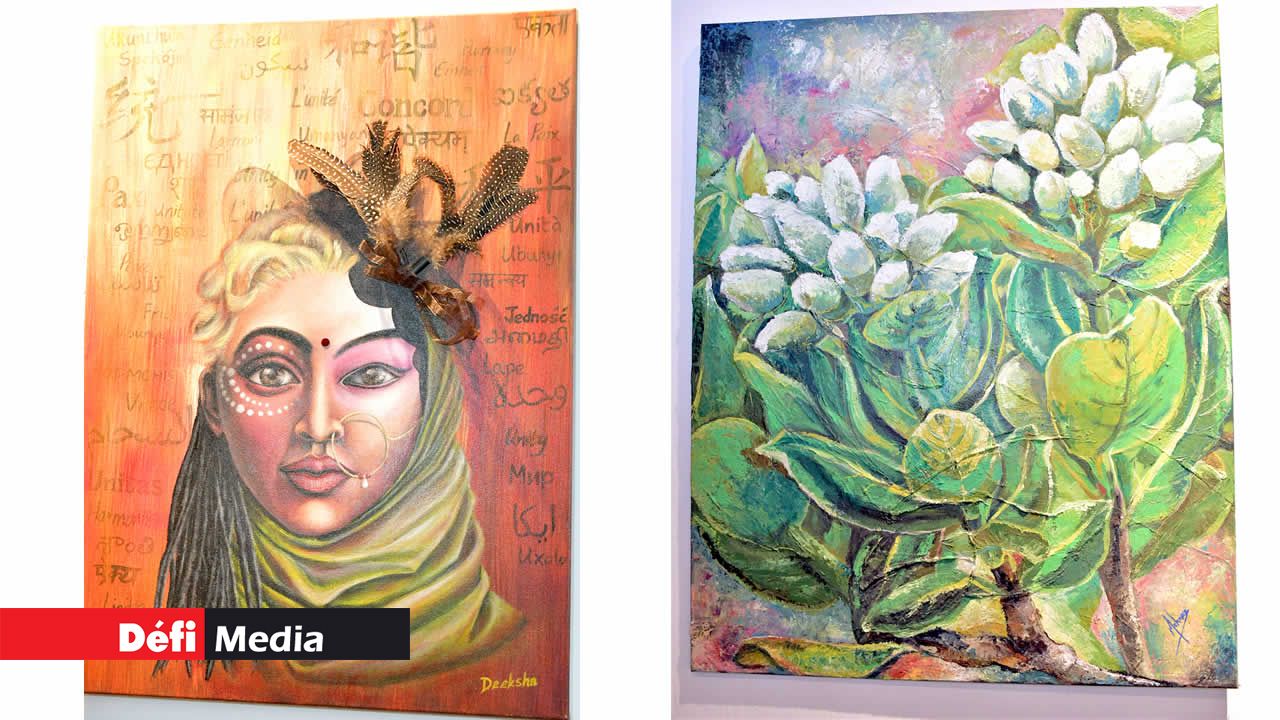 « Unity in Diversity ». Cette oeuvre est signée Deeksha Abelak. Mehnaz Dilmahomed-Dowlut a démontré sa maîtrise de la palette de couleurs à travers sa peinture intitulée « Blooming ».