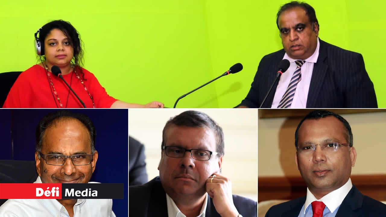 Florence Alexandre, Rajen Narsinghen, Alan Ganoo, Veda Baloomoody et Satish Faugoo.