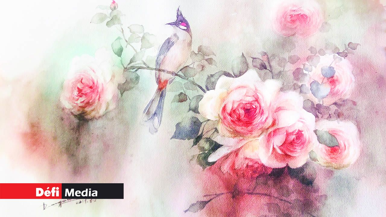Deng Yaqin : Bulbul in Rose