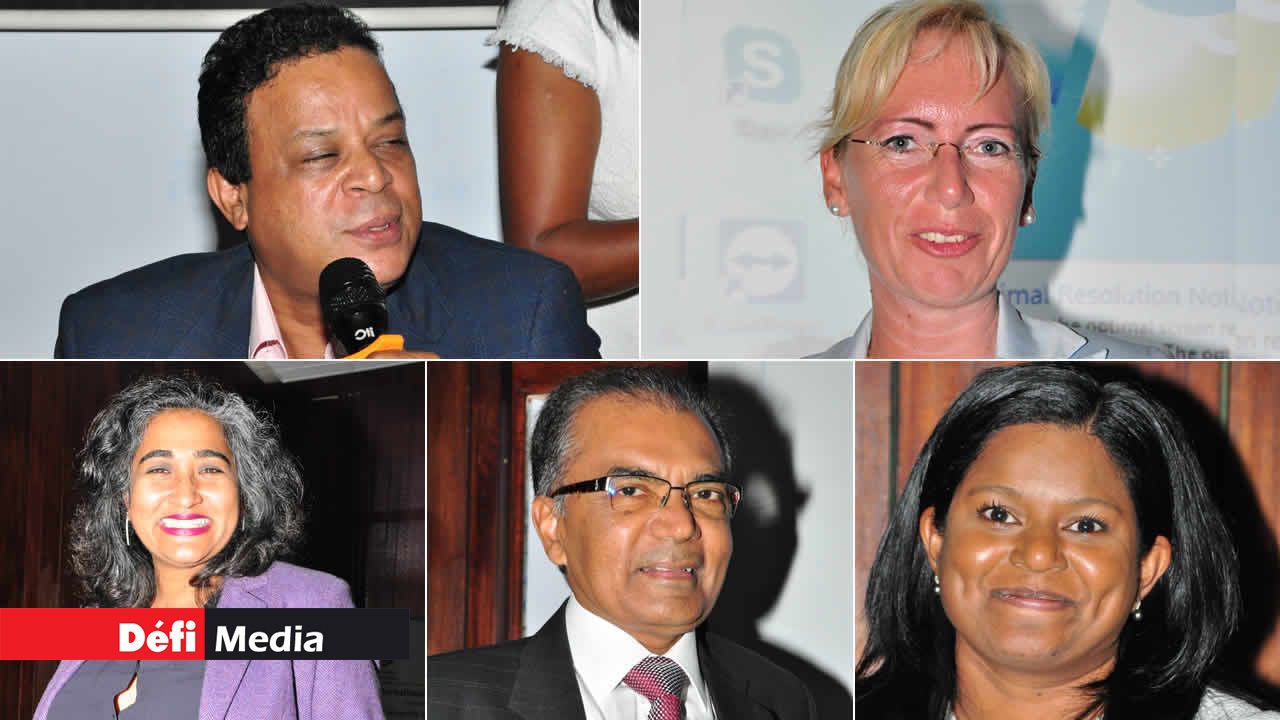 Arnaud Carpooran, Andrea Ressel, Manisha Dookhony, Milan Meetarbhan et Chaya Hurnath.