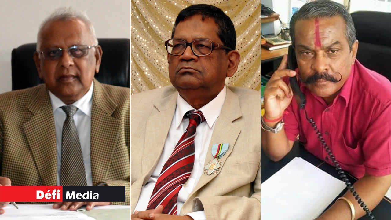 Hurryparsad Dhurn, manager du New Educational College(à g.), Megnath Sanmukhiya, manager du Modern College(c.), Rajcoomar Baichoo, d’Orchards Kids Pre-Primary & Primary School(à dr.)