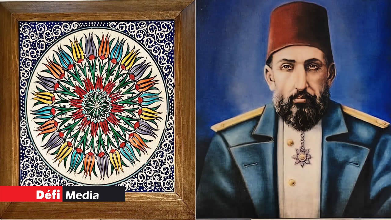 Tableau peint sur de la céramique d’époque ottomane.Le Sultan Abdul Hamid II (21.9.1842 - 10.2.1918), le dernier empereur régnant de l’Empire ottoman, a maintenu des contacts étroits avec Maurice.