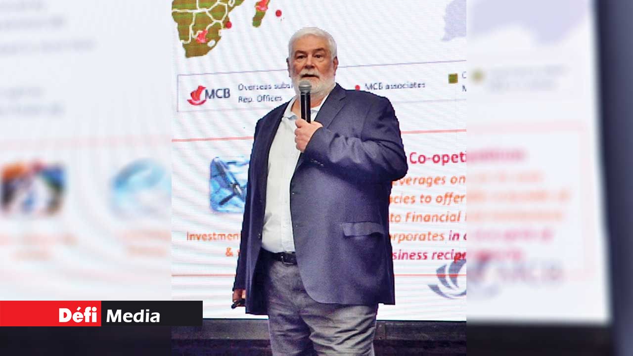 Pierre Guy Noël, Chief Executive of MCB Group, speaking at the conference.