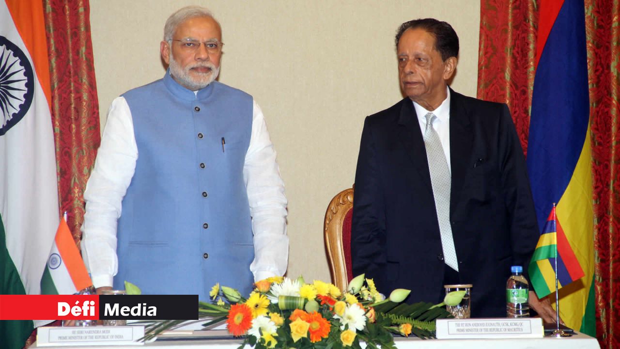 Sir Anerood Jugnauth et le Premier ministre indien Narendra Modi.