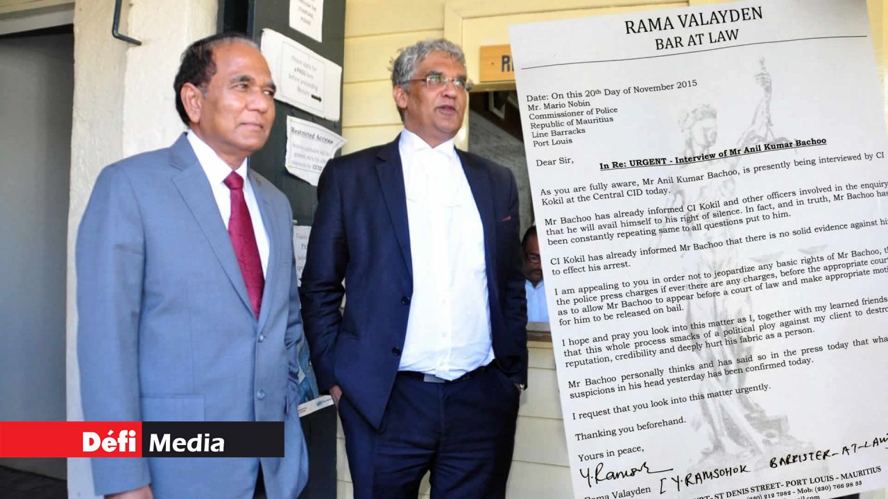 Me Rama Valayden a adressé une lettre au commissaire de police (CP) Mario Nobin