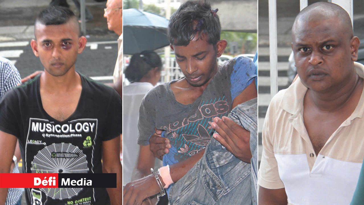 Les trois hommes qui ont sauvagement agressé Issoop Bhurtun.