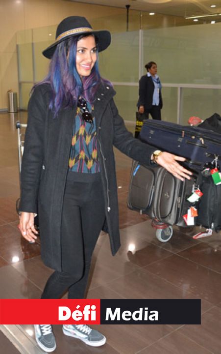 Vidya à son arrivée à l’aéroport SSR dans la soirée du lundi 25 avril.