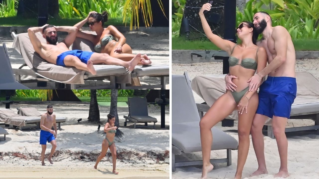 L'attaquant français a passé des vacances à Maurice en compagnie de son ex-femme Chloe de Launay à Maurice. Crédit photos : BackGrid @ The Sun.